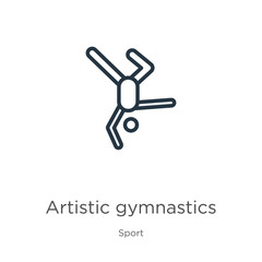 Artistic gymnastics icon. Thin linear artistic gymnastics outline icon isolated on white background from sport collection. Line vector sign, symbol for web and mobile