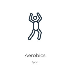 Aerobics icon. Thin linear aerobics outline icon isolated on white background from sport collection. Line vector sign, symbol for web and mobile