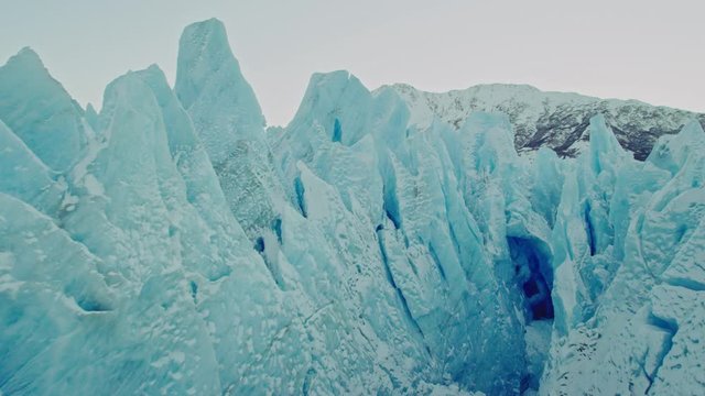 Aerial close up of Colony Glacier in Alaska