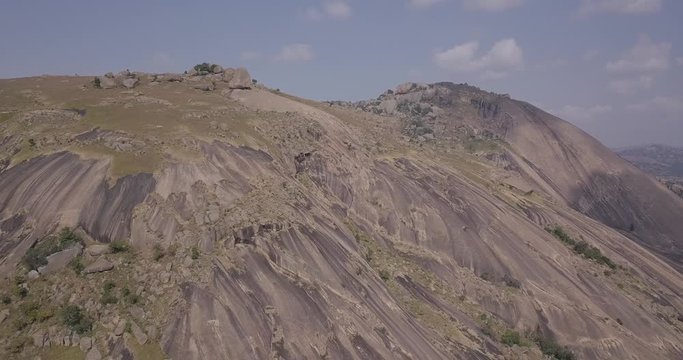 Aerial view of  the second-largest monolith in the world called Sibebe Rock, Eswatini