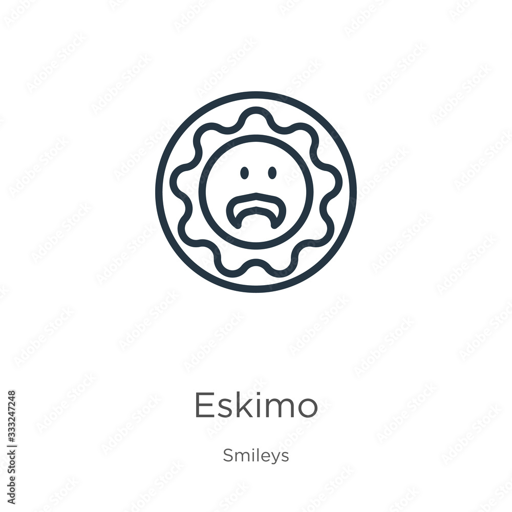 Poster eskimo icon. thin linear eskimo outline icon isolated on white background from smileys collection. l
