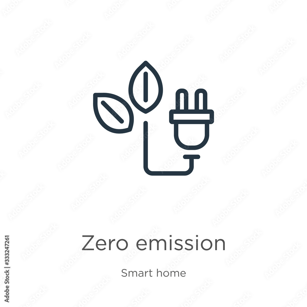 Poster zero emission icon. thin linear zero emission outline icon isolated on white background from smart h