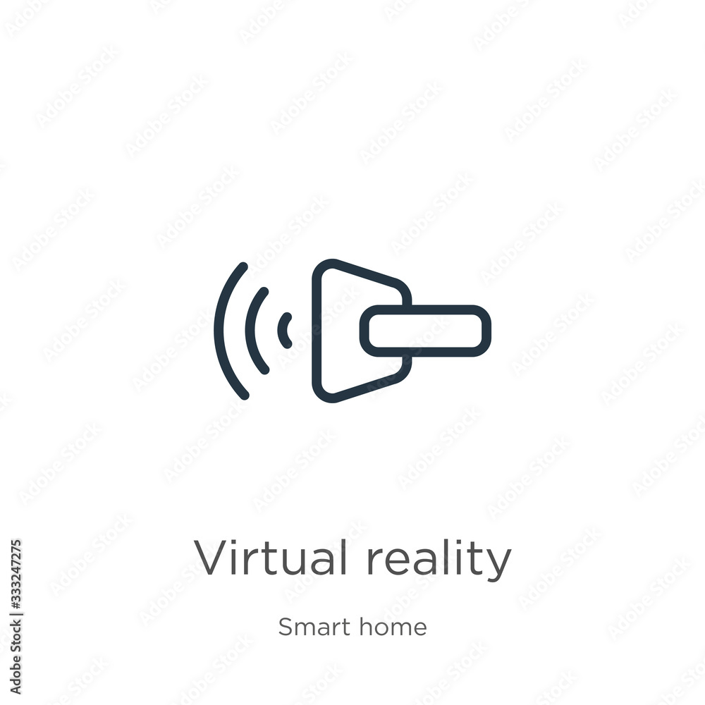 Poster virtual reality icon. thin linear virtual reality outline icon isolated on white background from sma