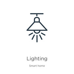Lighting icon. Thin linear lighting outline icon isolated on white background from smart house collection. Line vector sign, symbol for web and mobile