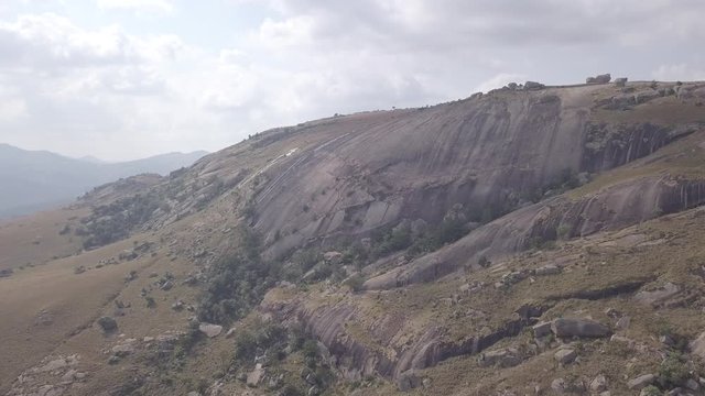 Aerial view of  the second-largest monolith in the world called Sibebe Rock, Eswatini