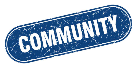 community sign. community grunge blue stamp. Label