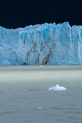 Gray glacier in gray lake in the ice field of southern patagonia, chile