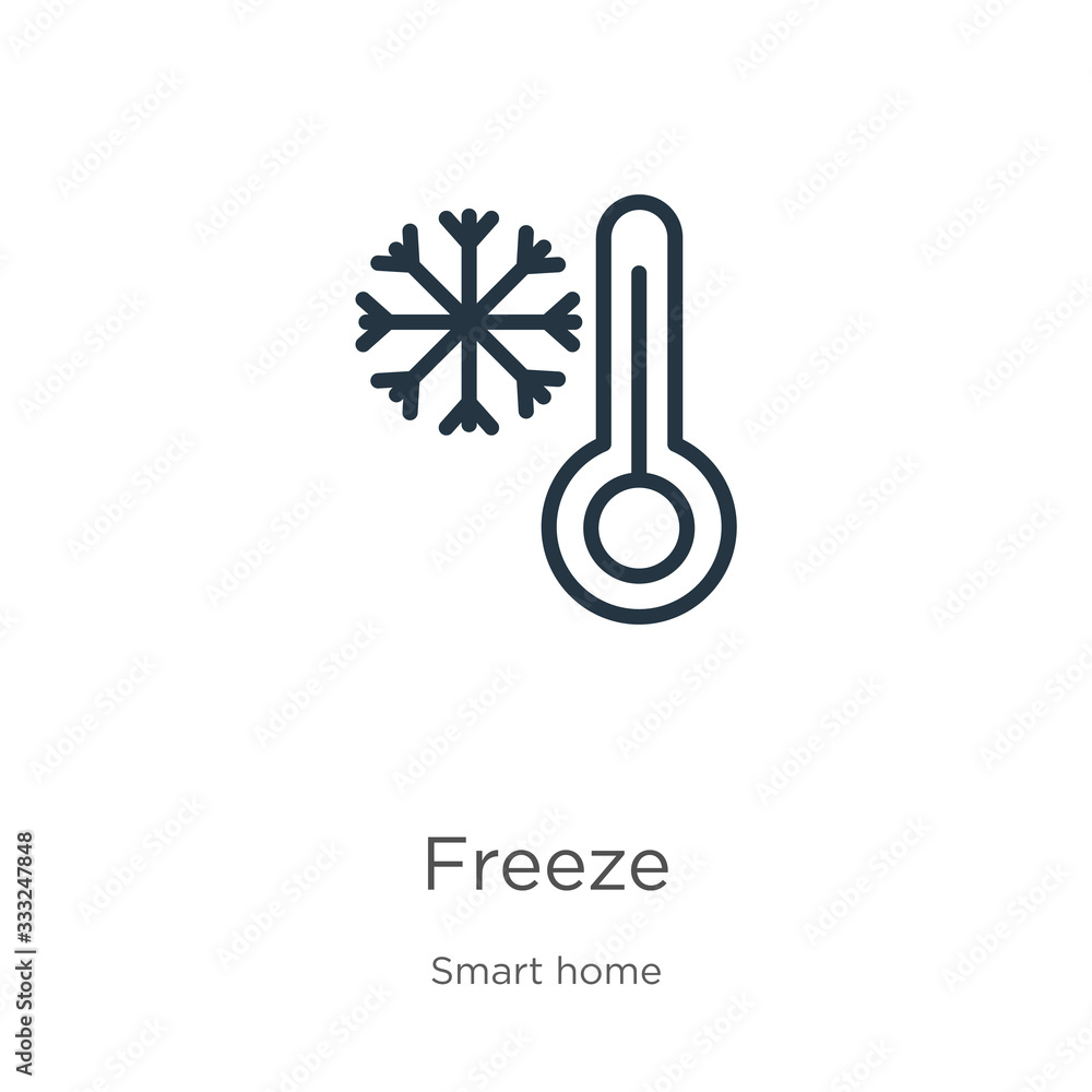Poster freeze icon. thin linear freeze outline icon isolated on white background from smart house collectio