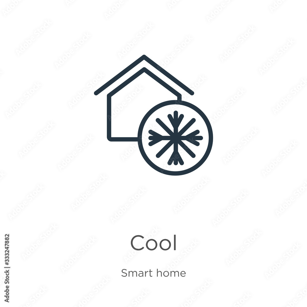 Poster cool icon. thin linear cool outline icon isolated on white background from smart house collection. l