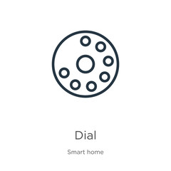 Dial icon. Thin linear dial outline icon isolated on white background from smart house collection. Line vector sign, symbol for web and mobile
