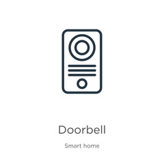 Doorbell icon. Thin linear doorbell outline icon isolated on white background from smart house collection. Line vector sign, symbol for web and mobile