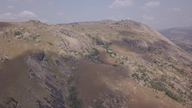 Aerial view of  the second-largest monolith in the world called Sibebe Rock, Eswatini