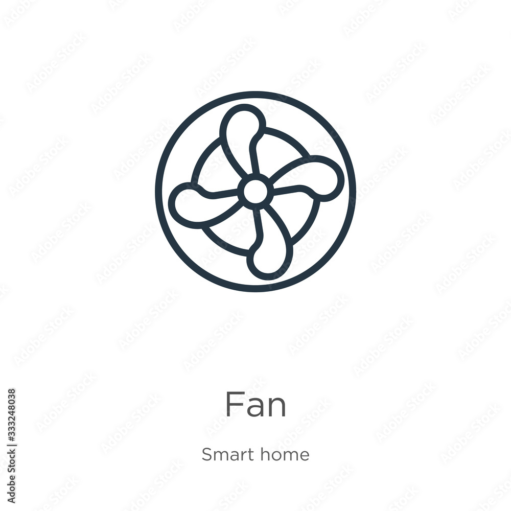 Poster fan icon. thin linear fan outline icon isolated on white background from smart house collection. lin