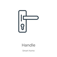 Handle icon. Thin linear handle outline icon isolated on white background from smart house collection. Line vector sign, symbol for web and mobile