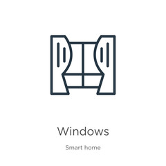 Windows icon. Thin linear windows outline icon isolated on white background from smart home collection. Line vector sign, symbol for web and mobile