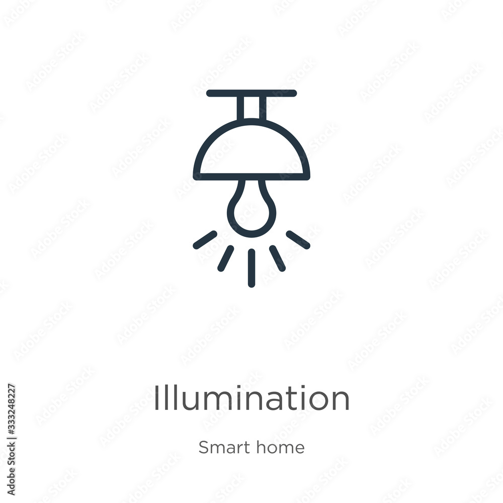 Poster illumination icon. thin linear illumination outline icon isolated on white background from smart hom