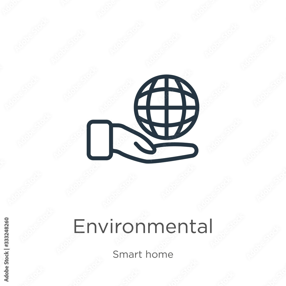 Poster environmental icon. thin linear environmental outline icon isolated on white background from smart h