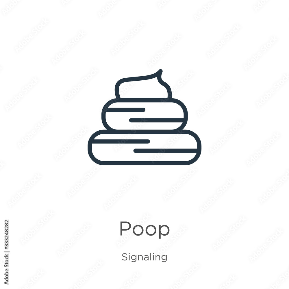 Poster poop icon. thin linear poop outline icon isolated on white background from signaling collection. lin