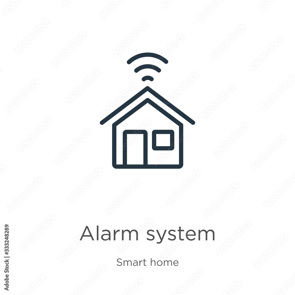 Aufkleber alarm system icon. thin linear alarm system outline icon isolated on white background from smart hom