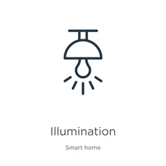 Illumination icon. Thin linear illumination outline icon isolated on white background from smart home collection. Line vector sign, symbol for web and mobile