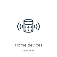 Home devices icon. Thin linear home devices outline icon isolated on white background from smart home collection. Line vector sign, symbol for web and mobile