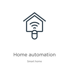 Home automation icon. Thin linear home automation outline icon isolated on white background from smart home collection. Line vector sign, symbol for web and mobile