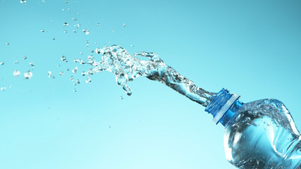 Exploding fresh water from plastic bottle