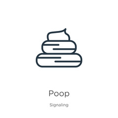 Obraz premium Poop icon. Thin linear poop outline icon isolated on white background from signaling collection. Line vector sign, symbol for web and mobile