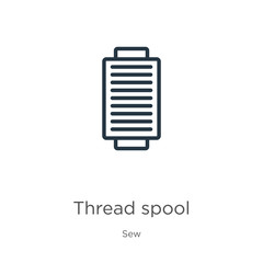 Thread spool icon. Thin linear thread spool outline icon isolated on white background from sew collection. Line vector sign, symbol for web and mobile