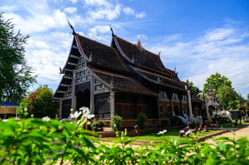 Fototapeta na wymiar Landmark Wat Lok Moli Temple (Wat Lok Moli) - a popular tourist destination Buddhist temples in Chiang Mai, Thailand