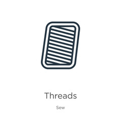 Threads icon. Thin linear threads outline icon isolated on white background from sew collection. Line vector sign, symbol for web and mobile