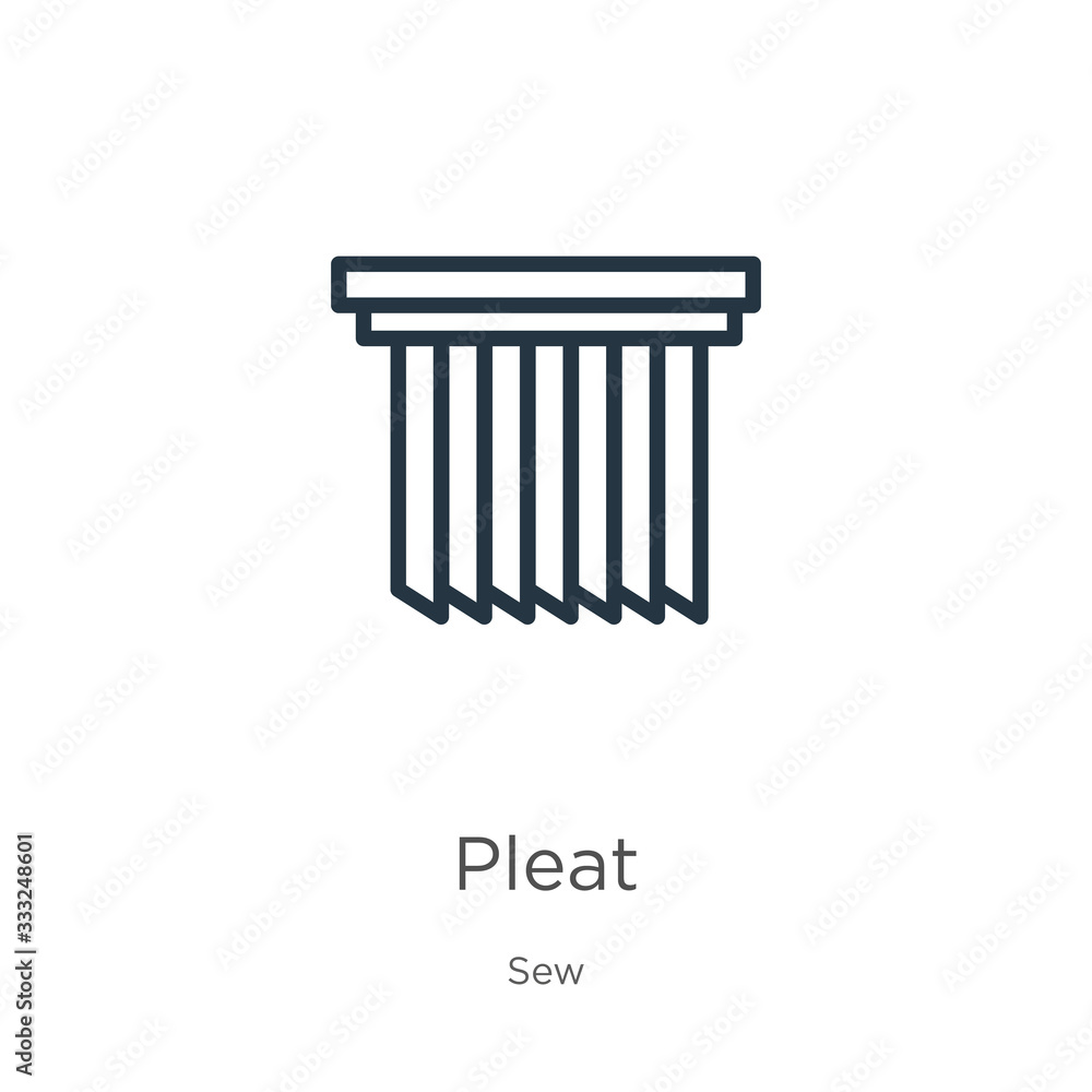 Poster pleat icon. thin linear pleat outline icon isolated on white background from sew collection. line ve