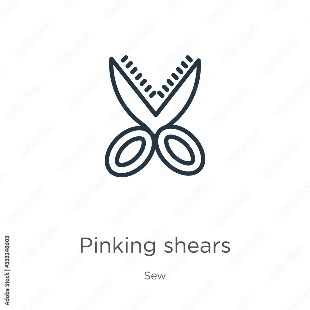 Poster pinking shears icon. thin linear pinking shears outline icon isolated on white background from sew c