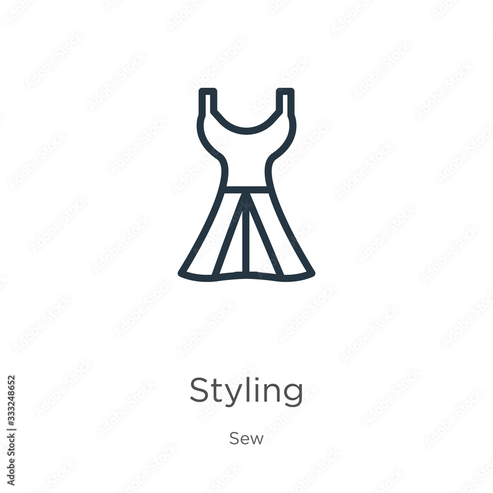 Poster styling icon. thin linear styling outline icon isolated on white background from sew collection. lin
