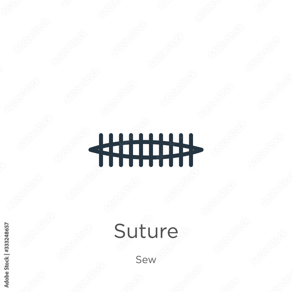 Poster suture icon. thin linear suture outline icon isolated on white background from sew collection. line 