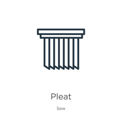 Pleat icon. Thin linear pleat outline icon isolated on white background from sew collection. Line vector sign, symbol for web and mobile