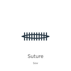 Suture icon. Thin linear suture outline icon isolated on white background from sew collection. Line vector sign, symbol for web and mobile