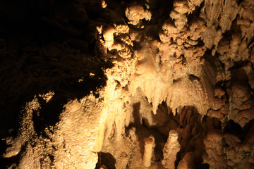 Genga (AN), Italy - January 1, 2019: Frasassi caves inside,  Genga, Ancona, Marche, Italy