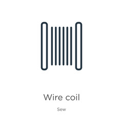 Wire coil icon. Thin linear wire coil outline icon isolated on white background from sew collection. Line vector sign, symbol for web and mobile