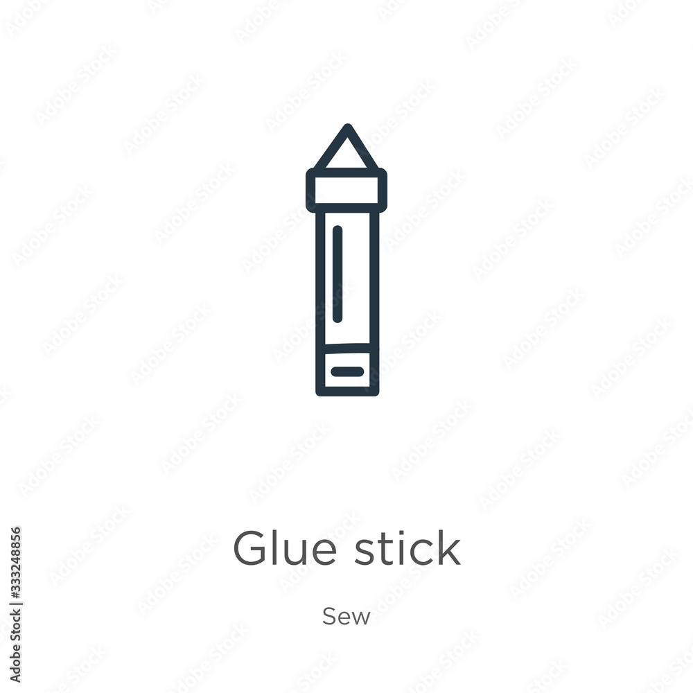 Poster glue stick icon. thin linear glue stick outline icon isolated on white background from sew collectio