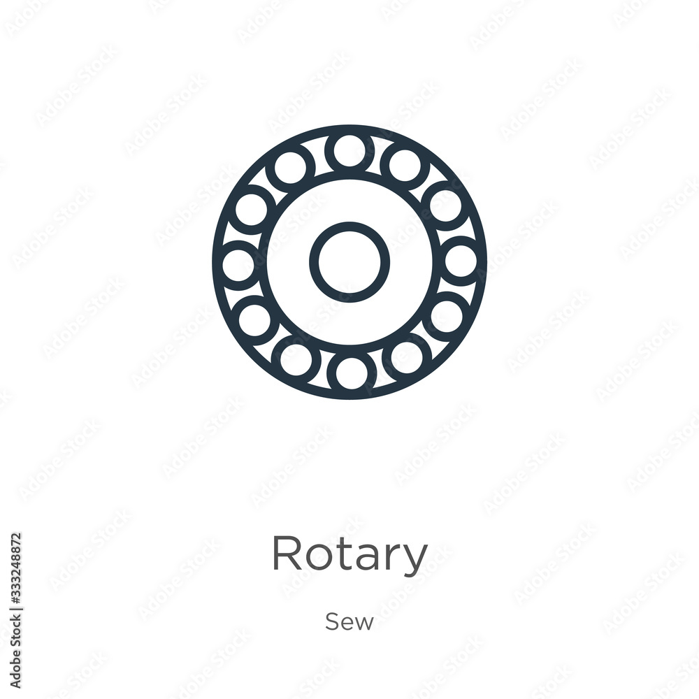 Poster rotary icon. thin linear rotary outline icon isolated on white background from sew collection. line 