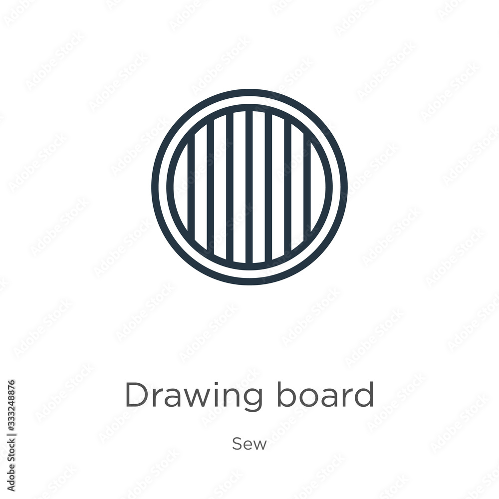 Poster drawing board icon. thin linear drawing board outline icon isolated on white background from sew col