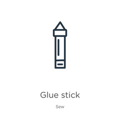 Glue stick icon. Thin linear glue stick outline icon isolated on white background from sew collection. Line vector sign, symbol for web and mobile