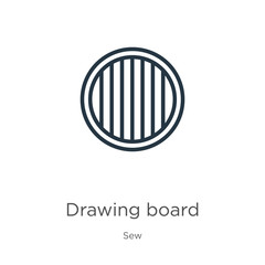 Drawing board icon. Thin linear drawing board outline icon isolated on white background from sew collection. Line vector sign, symbol for web and mobile