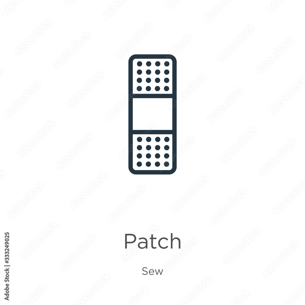 Poster patch icon. thin linear patch outline icon isolated on white background from sew collection. line ve
