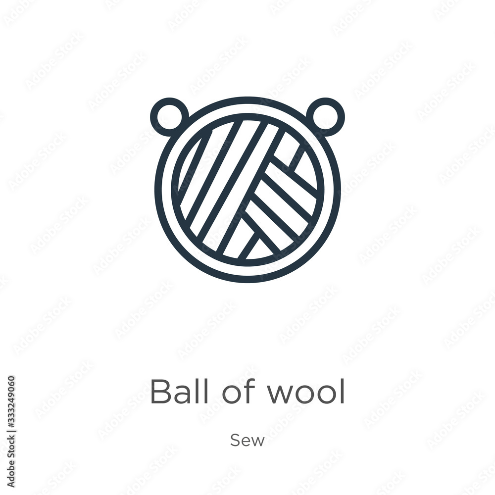 Poster ball of wool icon. thin linear ball of wool outline icon isolated on white background from sew colle