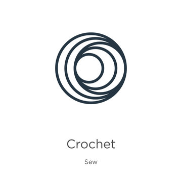 Crochet icon. Thin linear crochet outline icon isolated on white background from sew collection. Line vector sign, symbol for web and mobile