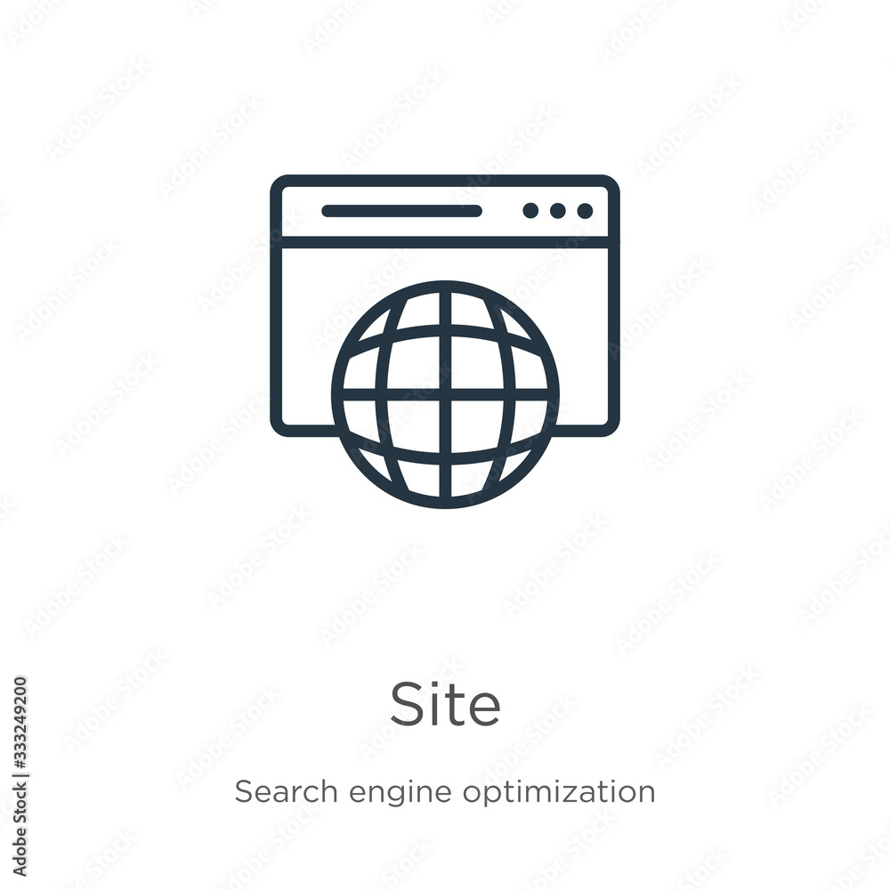 Poster site icon. thin linear site outline icon isolated on white background from seo & web collection. lin