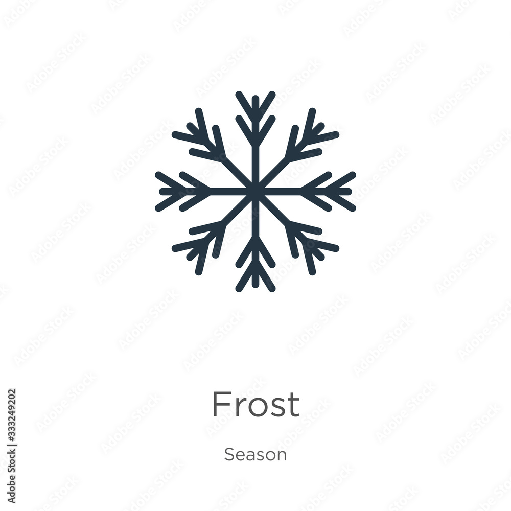 Poster frost icon. thin linear frost outline icon isolated on white background from season collection. line