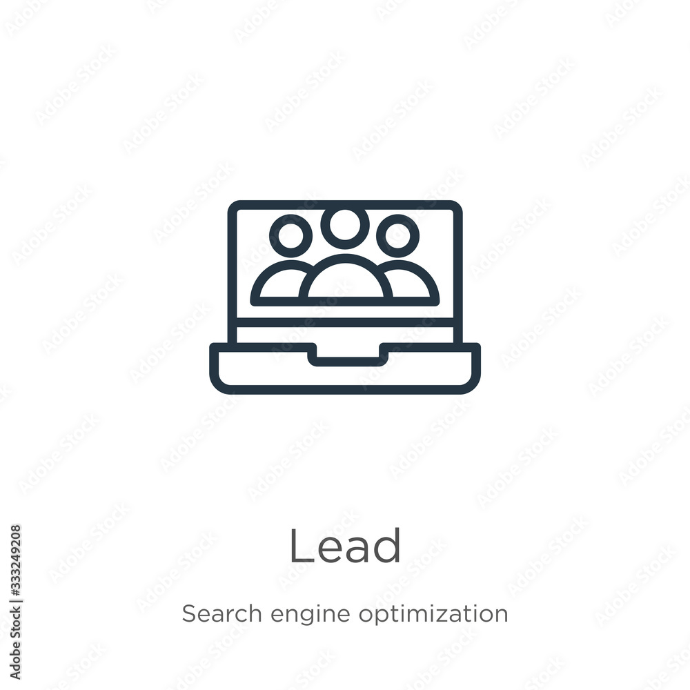 Poster lead icon. thin linear lead outline icon isolated on white background from seo & web collection. lin